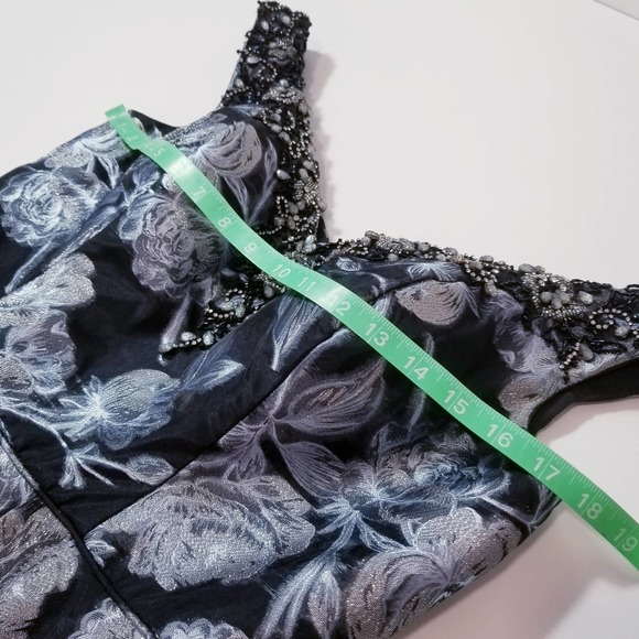 Cameron Blake Metallic Floral Rhinestones Formal Long Dress - Picture 6 of 15